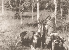Assiniboine Man and Dogs
